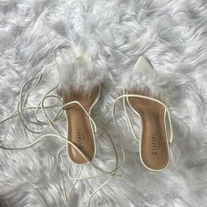 White Fuzzy Heels - Size 9